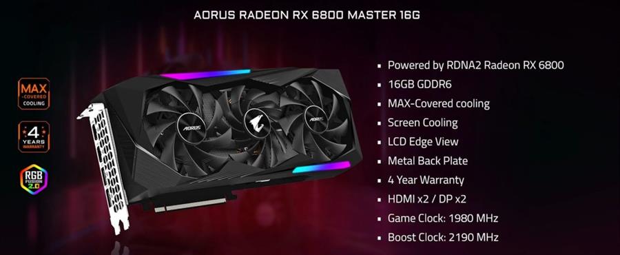 Gigabyte Aorus Radeon Rx 6800 Xt Aorus Master 6800 Master Amd Rx