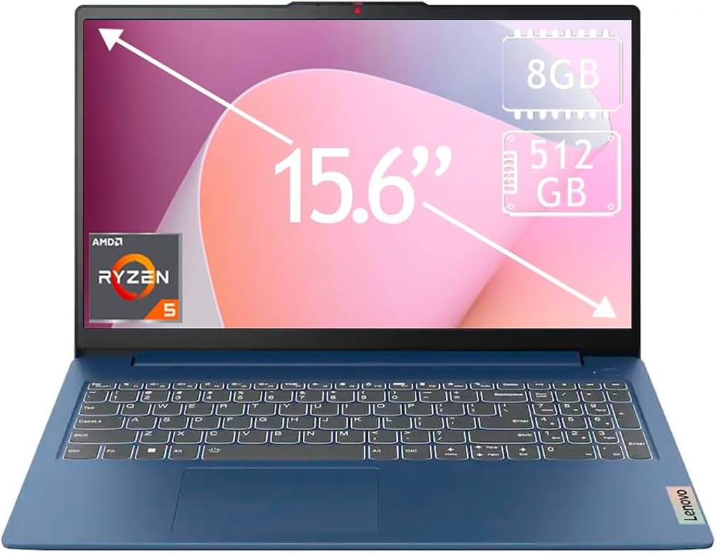 Notebook LENOVO IDEAPAD SLIM 3 RYZEN 5 40, 8Gb RAM DDR5, SSD NVMe 512Gb, 15.6" FHD