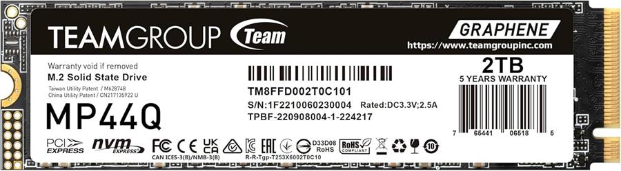 Disco SSD M.2 NVMe 4.0 2TB TEAMGROUP MP44Q