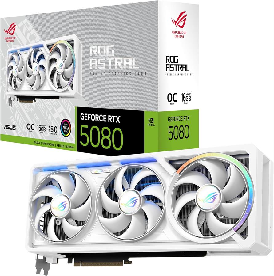 Placa ASUS GEFORCE RTX 5080 ROG ASTRAL WHITE OC 16Gb
