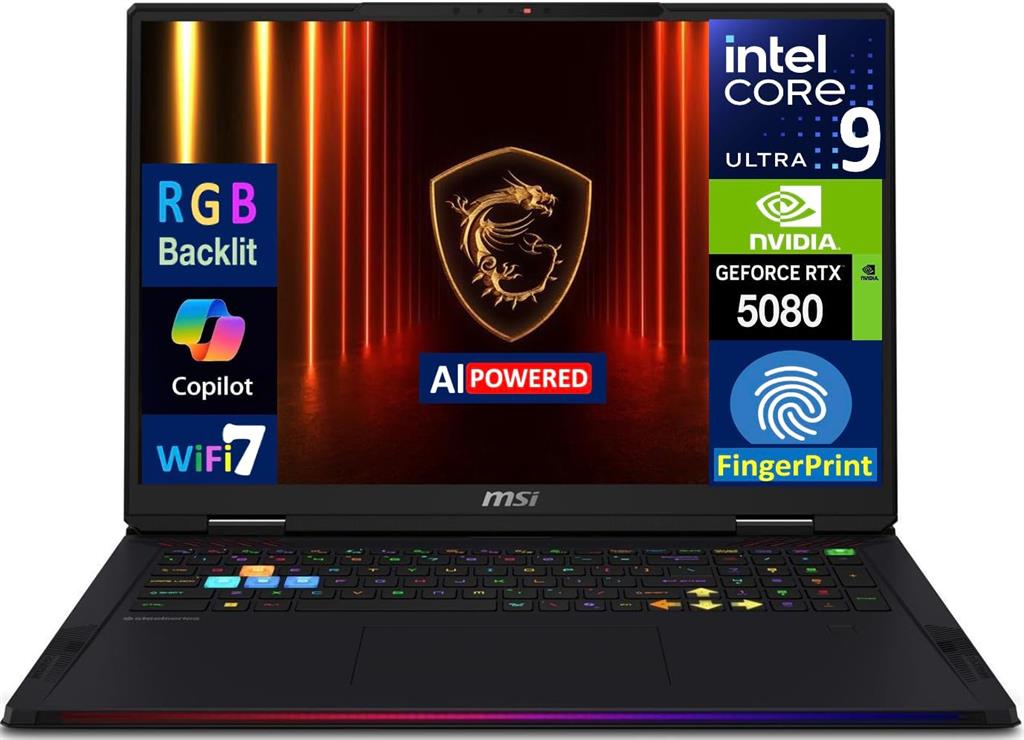 Notebook MSI RAIDER 18 HX AI INTEL ULTRA 9 275HX, RTX 5080, 32Gb RAM DDR5, SSD NVMe 1Tb, 18" 240Hz QHD+
