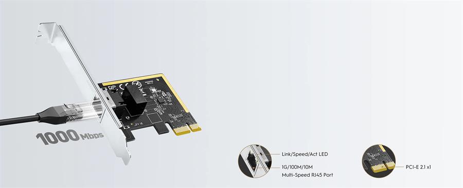 Placa de Red PCIe Cudy Gigabit PE10