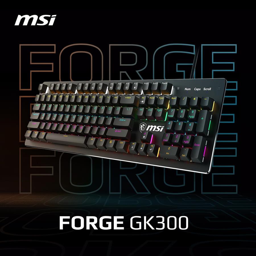 Teclado MSI GK300 FORGE RGB Switches BLUE 100% Wired