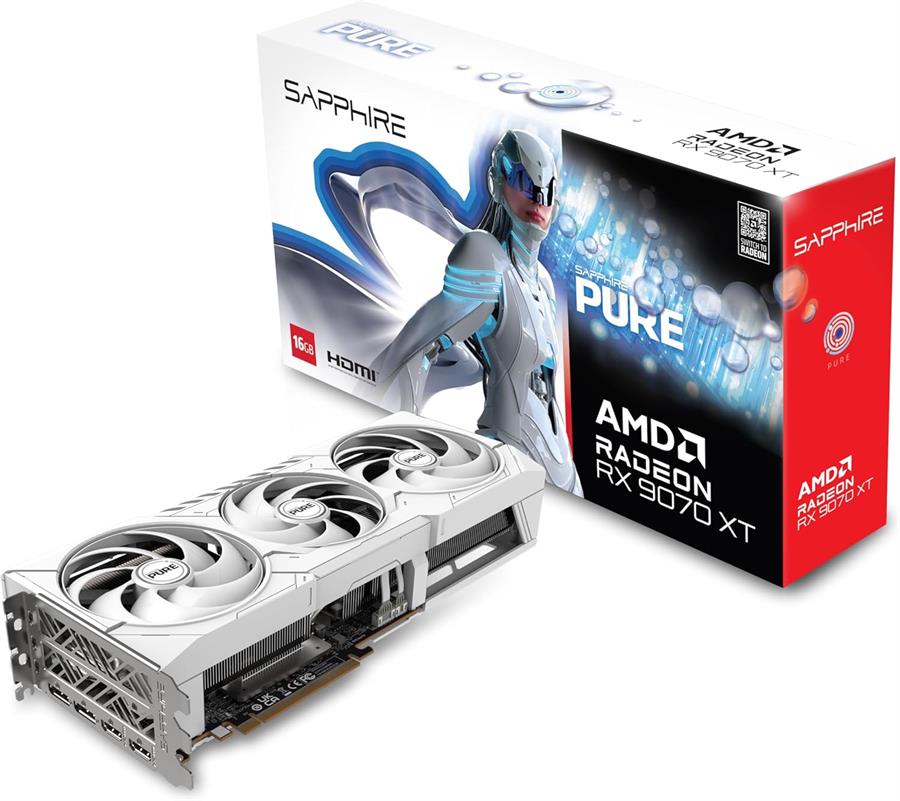 Placa SAPPHIRE Radeon RX 9070 XT PURE OC WHITE 16Gb