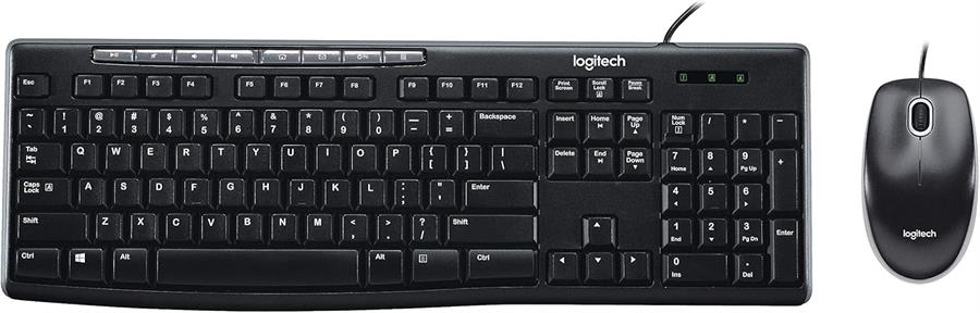 Kit Teclado y Mouse Combo Logitech Mk200 Ingles Membrana 100% Wired