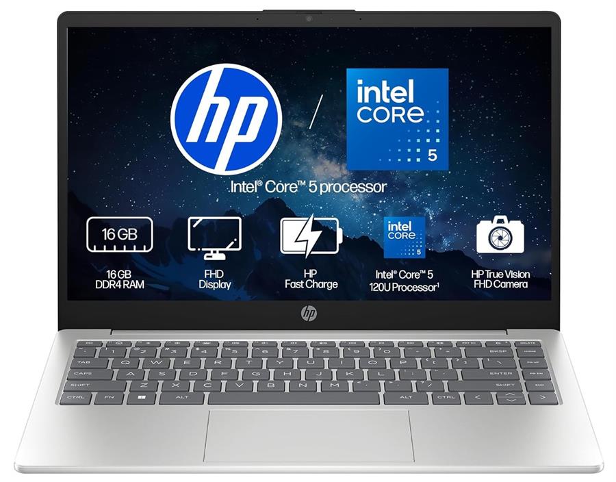Notebook HP 14 INTEL CORE I5 120U, 16Gb RAM, SSD NVMe 512Gb, 14" FHD