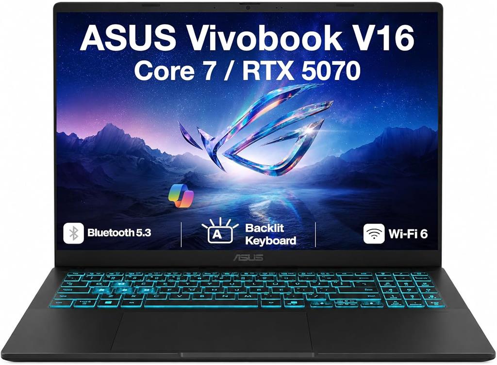 Notebook ASUS VIVOBOOK V16 ULTRA 7 240H, 5070, 16Gb RAM DDR5, SSD NVMe 1Tb, 16" 144Hz FHD+