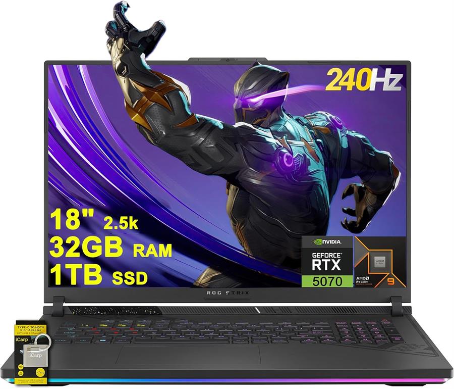 Notebook ASUS ROG STRIX G18 RYZEN 9 9955HX, RTX 5070, 32Gb RAM DDR5, SSD NVMe 1Tb, 18" QHD+ 240Hz