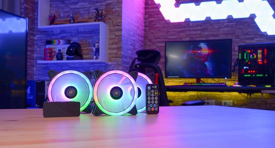 Pack Fan Cooler AeroCool 120mm Duo 12 Pro aRGB x3 + Controladora H66F HUB + Control Remoto