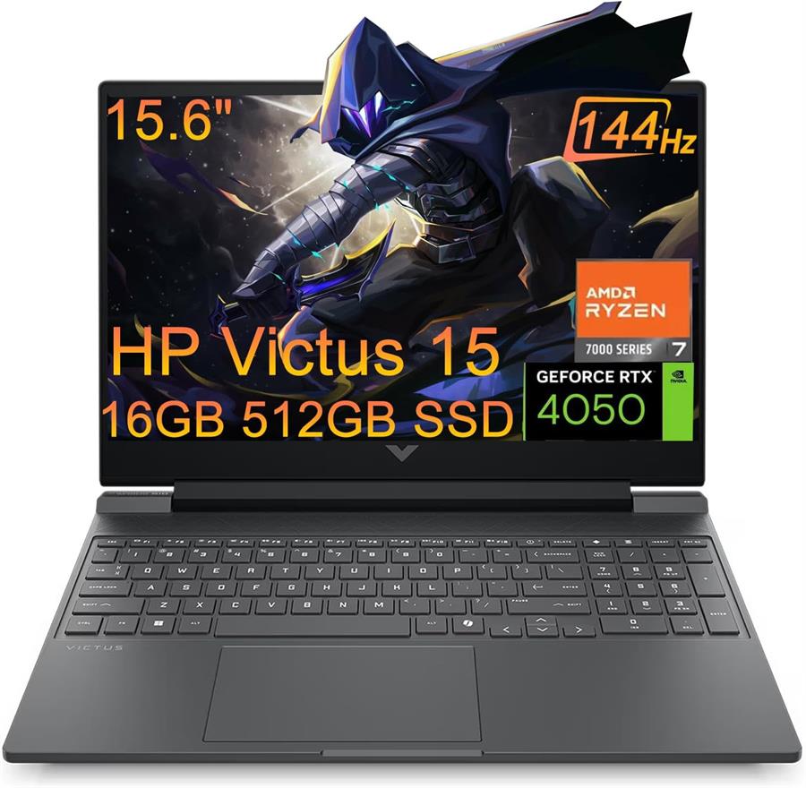 Notebook HP VICTUS 15 RYZEN 7 7445HS, RTX 4050, 16Gb RAM DDR5, SSD NVMe 512Gb, 15.6" 144Hz