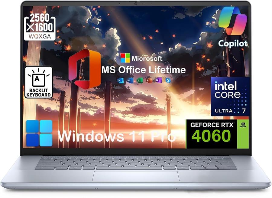 Notebook DELL Inspiron 7640 INTEL ULTRA 7 155H, RTX 4060, 16Gb RAM DDR5, SSD NVMe 1Tb, 16" 120Hz