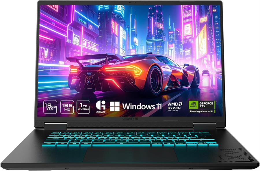 Notebook GIGABYTE GAMING A16 RYZEN AI 7 260, RTX 5060, 16Gb RAM DDR5, SSD NVMe 1Tb, 16" 165Hz FHD+