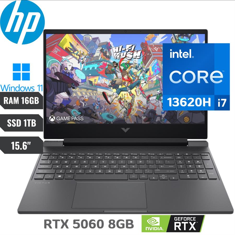 Notebook HP VICTUS 15 I7-13620H, RTX 5060, 16Gb RAM DDR5, SSD NVMe 1Tb, 15.6" 144Hz