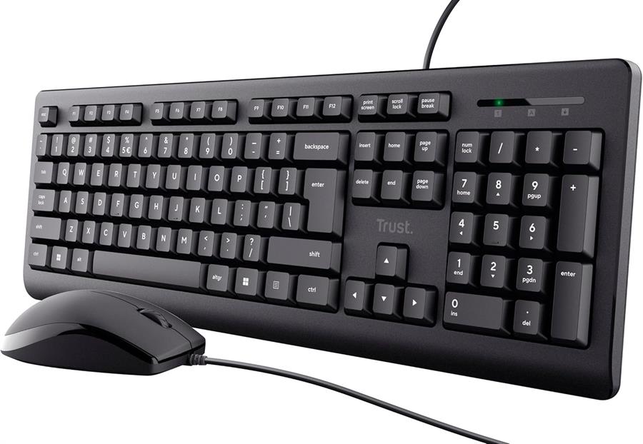 Kit Teclado y Mouse Combo Trust Primo Black Silencioso Membrana 100% Wired