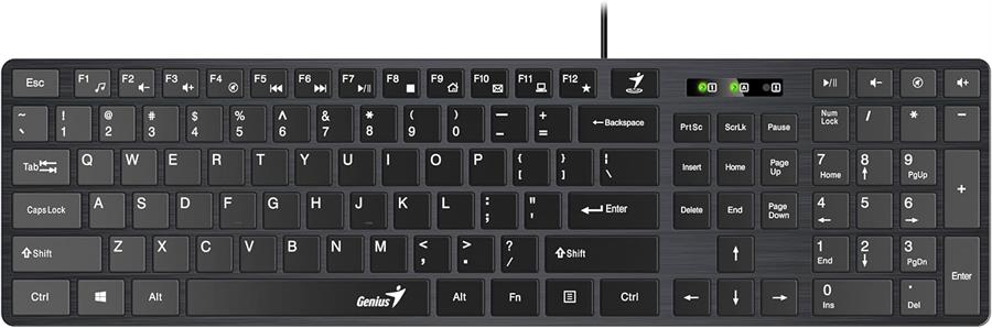 Teclado Genius Slimstar 126 Smart Black Membrana 100% Wired