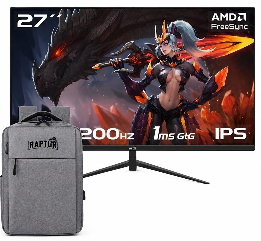 Monitor RAPTOR 27" HAWK EYE QHD 200Hz + MOCHILA